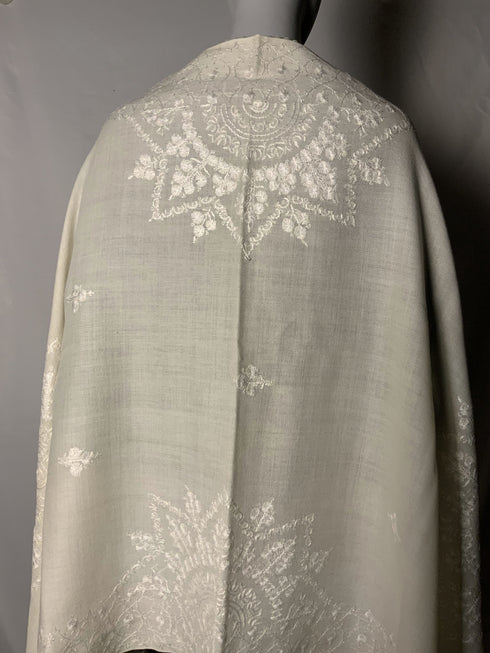 Hand Embroidered with White Sunflower Motif